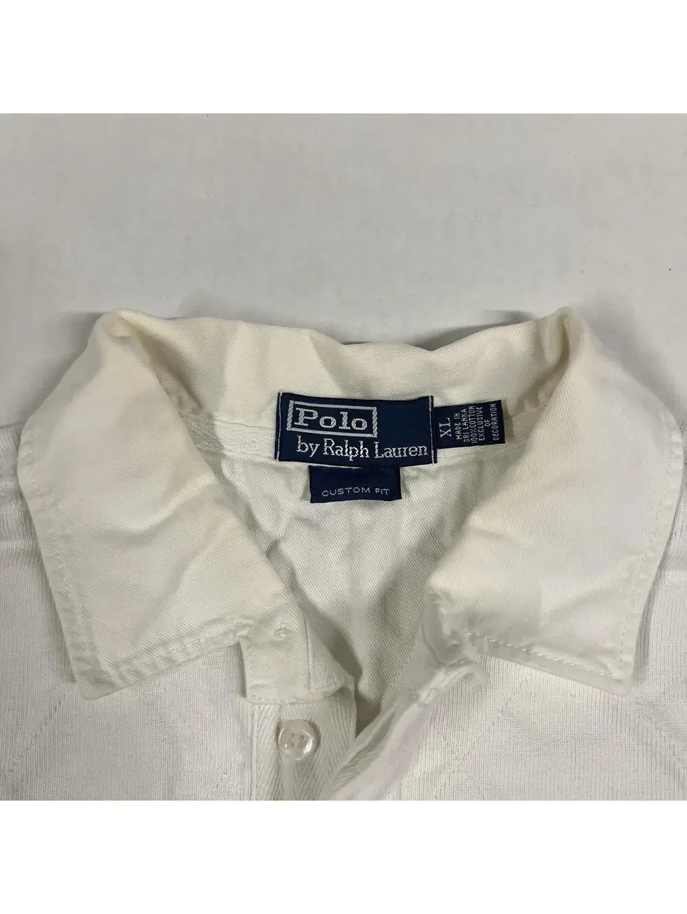 VTG Polo Ralph Lauren Rugby White Longsleeve Shirt Quilted 67 Back Sz XL STAINS